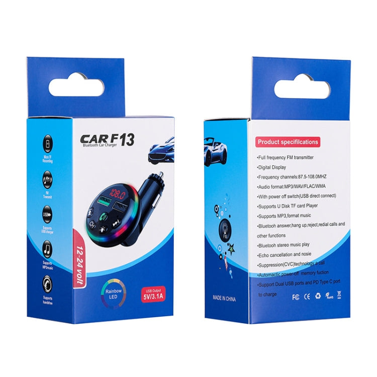 F13 Car Smartphone Charger Hands Free Calling 5.0 Bluetooth-MP3 Player Car Wireless FM Transmitter