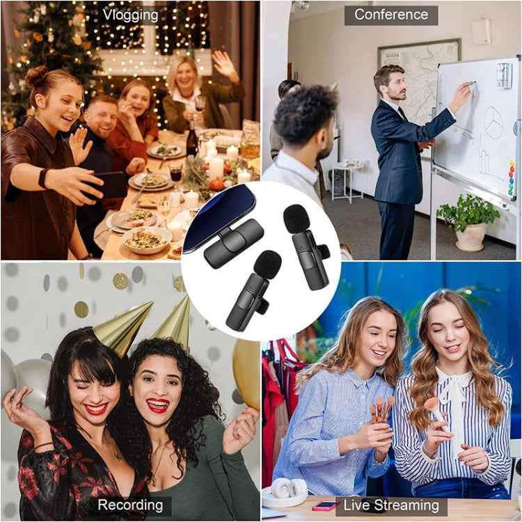 K9 Wireless Clip-on Auto-Sync Noise Cancelling Live Mini Microphone with 8-Pin Receiver