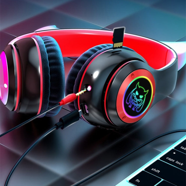 STN25 Devil Ear Headphones For Children with Mic Wireless Headphones Glowing Light Music Christmas Gifts with box