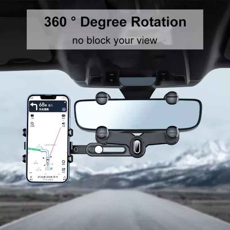 H03 Car Rearview Mirror Mobile Phone Holder 360 Rotation Foldable