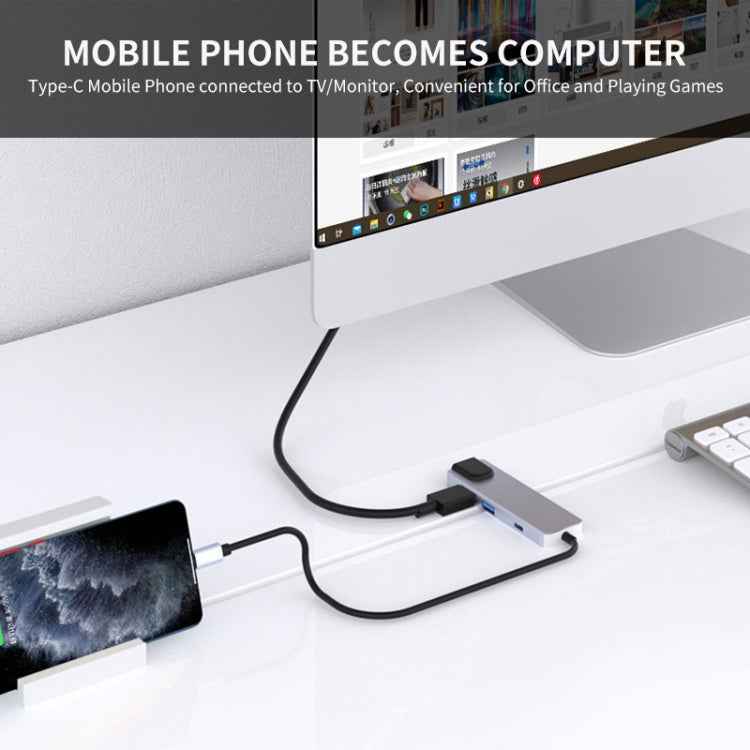 JUNSUNMAY 6 in 1 Type-C to 4K HDMI / Ethernet Docking Station Adapter PD Quick Charge Hub SD/TF Card Reader