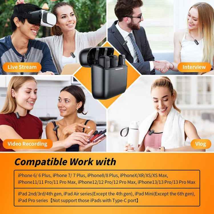 2 Pack Wireless Lavalier Microphones with Charging Case