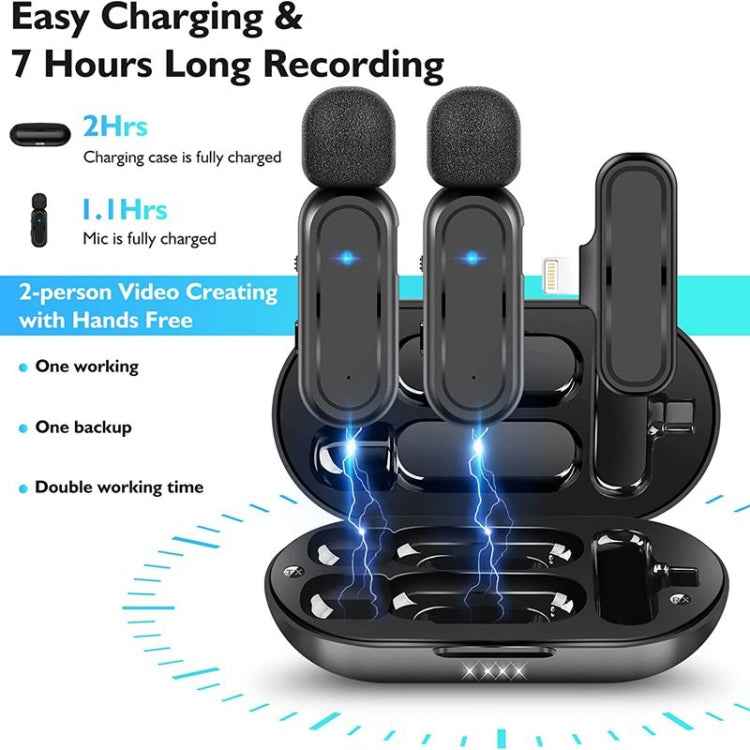 2 Pack Wireless Lavalier Microphone Wireless Noise Reduction Microphone with Charging Case