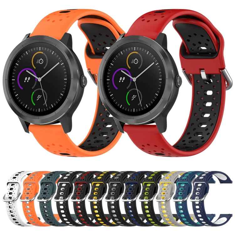 20mm Breathable Two-Color Silicone Watch Band, For Garmin Vivoactive3 Music, For Garmin Venu 2 Plus, For Garmin Approach S40