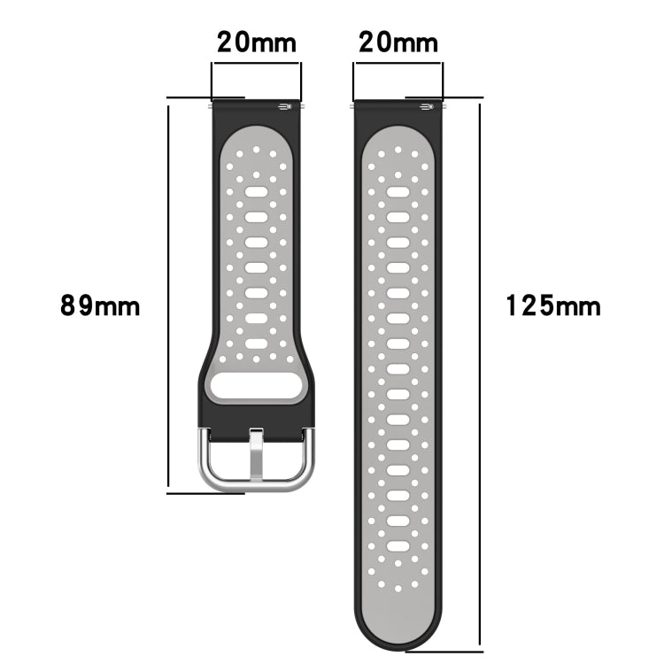 20mm Breathable Two-Color Silicone Watch Band, For Amazfit Pop Pro, For Amazfit Pop, For Amazfit Bip3
