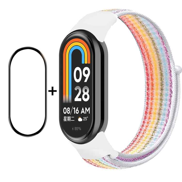 For Xiaomi Mi Band 8 ENKAY Hat-Prince 2 in 1 Set Full Coverage Screen Protector + Nylon Velcro Loop Watch Band