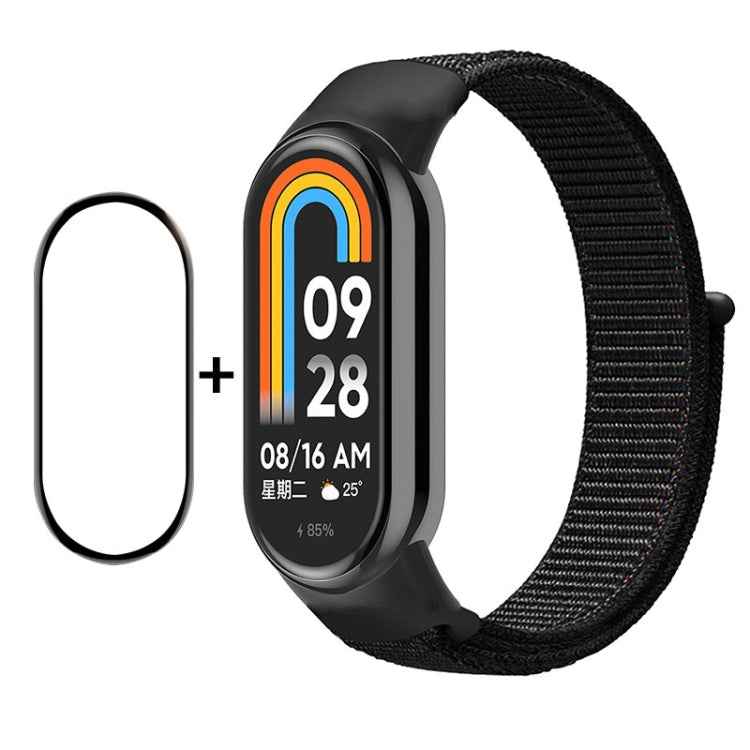 For Xiaomi Mi Band 8 ENKAY Hat-Prince 2 in 1 Set Full Coverage Screen Protector + Nylon Velcro Loop Watch Band