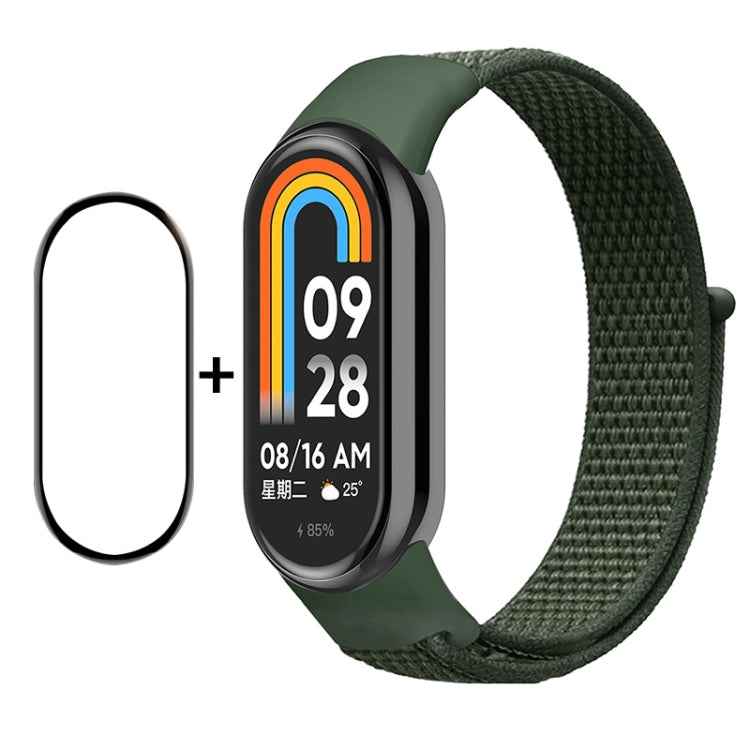 For Xiaomi Mi Band 8 ENKAY Hat-Prince 2 in 1 Set Full Coverage Screen Protector + Nylon Velcro Loop Watch Band