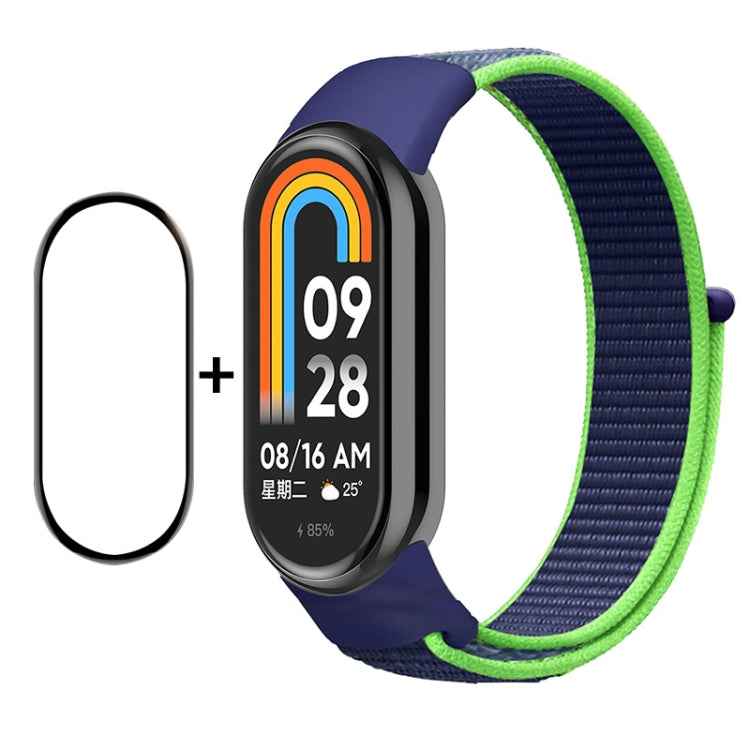 For Xiaomi Mi Band 8 ENKAY Hat-Prince 2 in 1 Set Full Coverage Screen Protector + Nylon Velcro Loop Watch Band