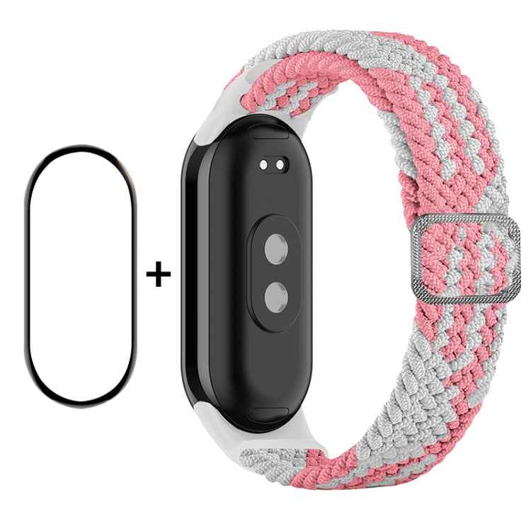For Xiaomi Mi Band 8 ENKAY Hat-Prince 2 in 1 Set Full Coverage Screen Protector + Elastic Braided Nylon Watch Band
