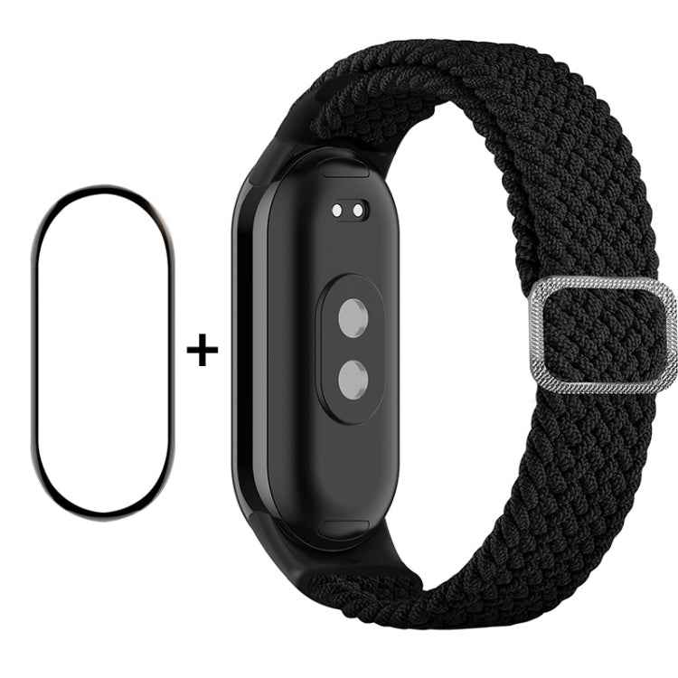 For Xiaomi Mi Band 8 ENKAY Hat-Prince 2 in 1 Set Full Coverage Screen Protector + Elastic Braided Nylon Watch Band