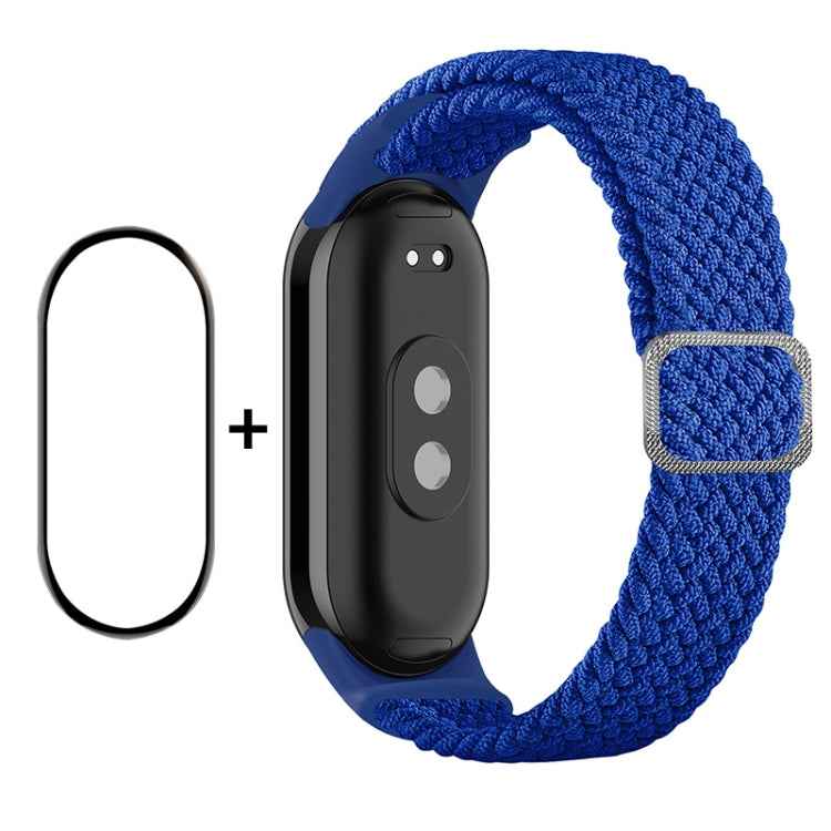 For Xiaomi Mi Band 8 ENKAY Hat-Prince 2 in 1 Set Full Coverage Screen Protector + Elastic Braided Nylon Watch Band