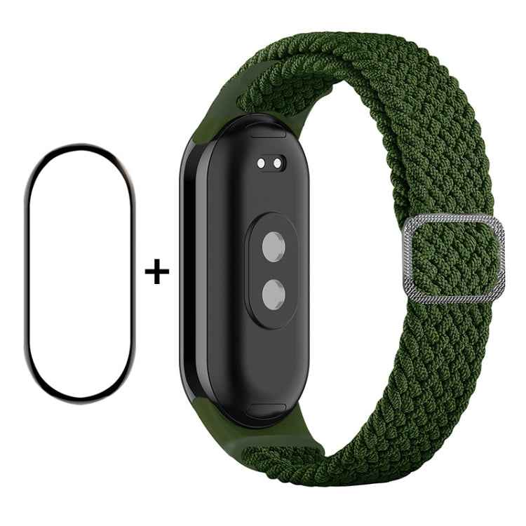 For Xiaomi Mi Band 8 ENKAY Hat-Prince 2 in 1 Set Full Coverage Screen Protector + Elastic Braided Nylon Watch Band