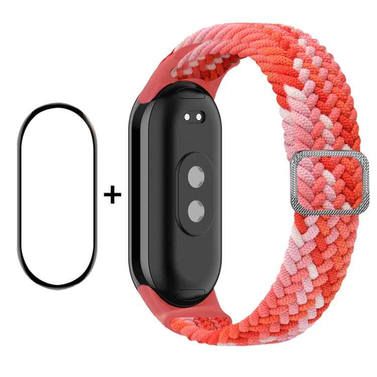 For Xiaomi Mi Band 8 ENKAY Hat-Prince 2 in 1 Set Full Coverage Screen Protector + Elastic Braided Nylon Watch Band