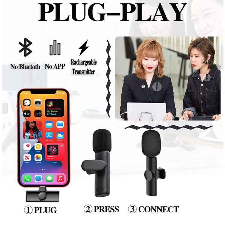 Bluetooth Mini Microphone Wireless Lavalier Noise Reduction Microphone for iPhone / iPad, with 8 Pin Receiver