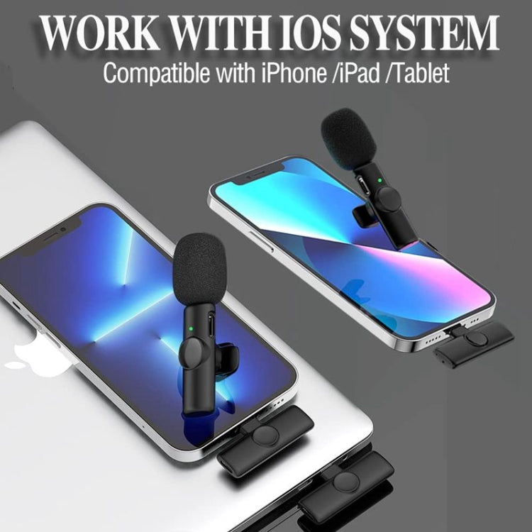 Bluetooth Mini Microphone Wireless Lavalier Noise Reduction Microphone for iPhone / iPad, with 8 Pin Receiver