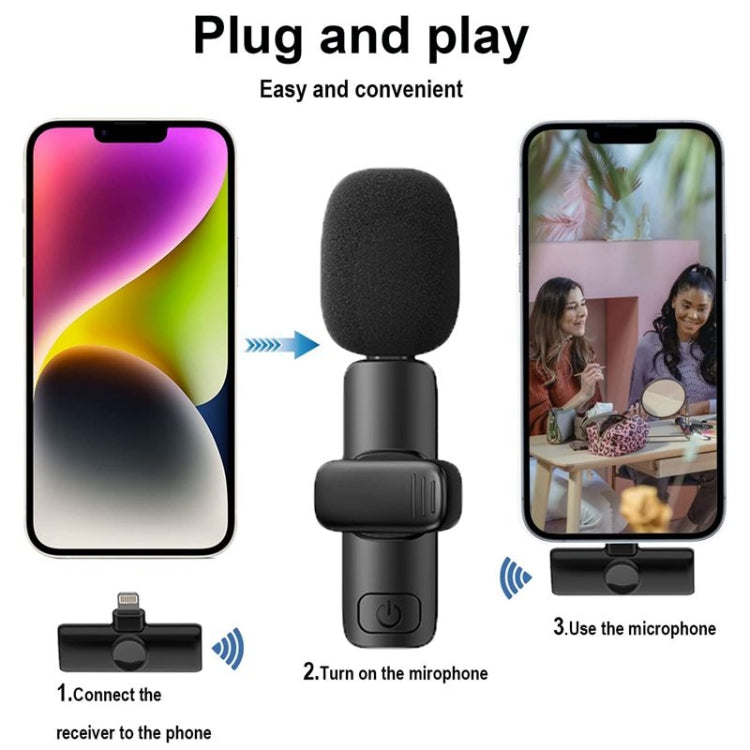 Bluetooth Mini Microphone Wireless Lavalier Noise Reduction Microphone for iPhone / iPad, with 8 Pin Receiver
