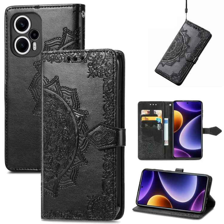 Mandala Flower Embossed Leather Phone Case, For Xiaomi Poco F5
