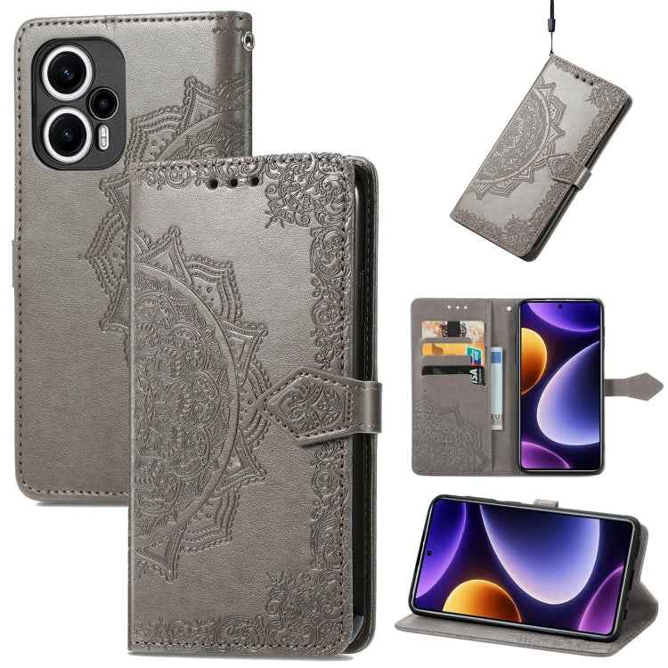 Mandala Flower Embossed Leather Phone Case, For Xiaomi Poco F5