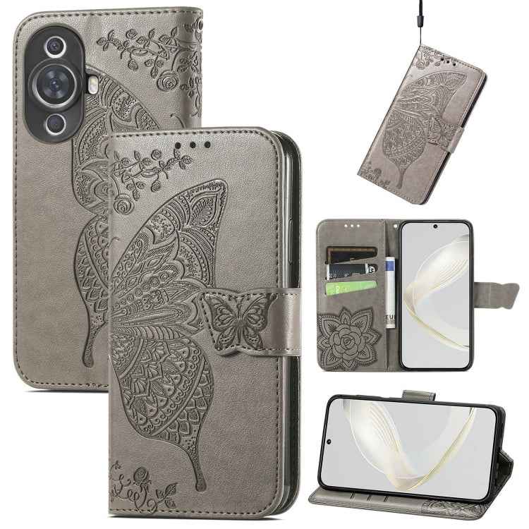 Butterfly Love Flower Embossed Leather Phone Case, For Huawei Nova 11 Pro, For Huawei Nova 11, For Huawei P60, For Huawei P60 Pro