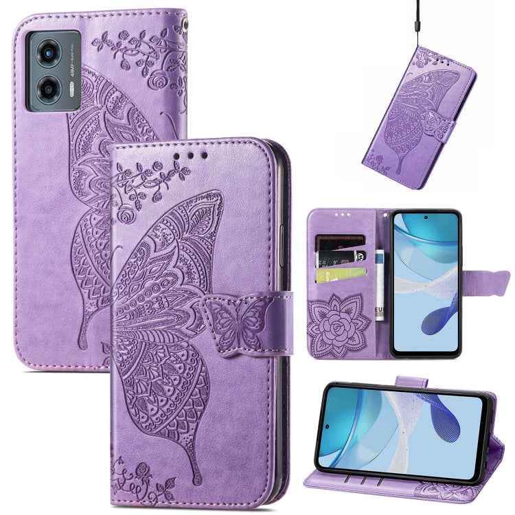 Butterfly Love Flower Embossed Leather Phone Case, For Motorola Moto G 5G 2023