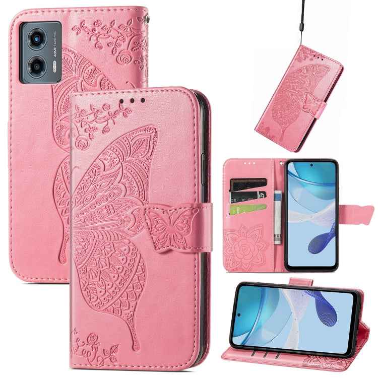 Butterfly Love Flower Embossed Leather Phone Case, For Motorola Moto G 5G 2023
