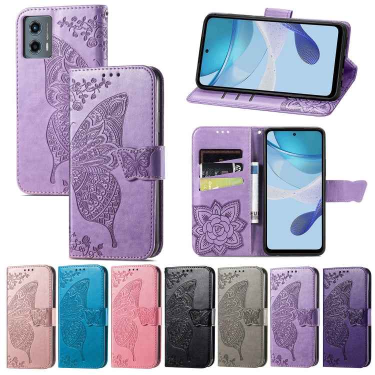 Butterfly Love Flower Embossed Leather Phone Case, For Motorola Moto G 5G 2023