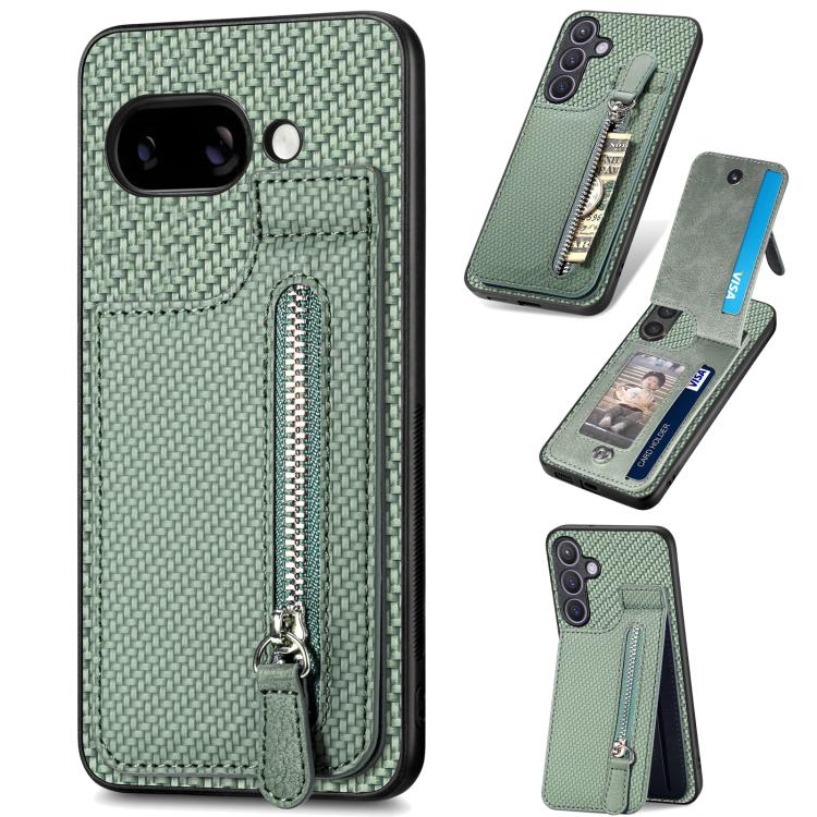 Carbon Fiber Vertical Flip Zipper Phone Case
