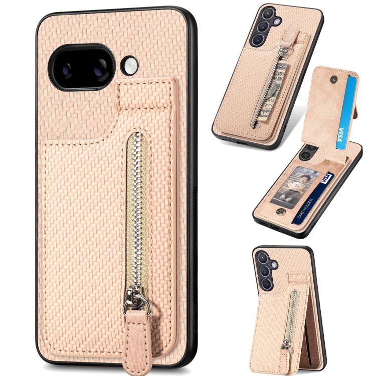 Carbon Fiber Vertical Flip Zipper Phone Case