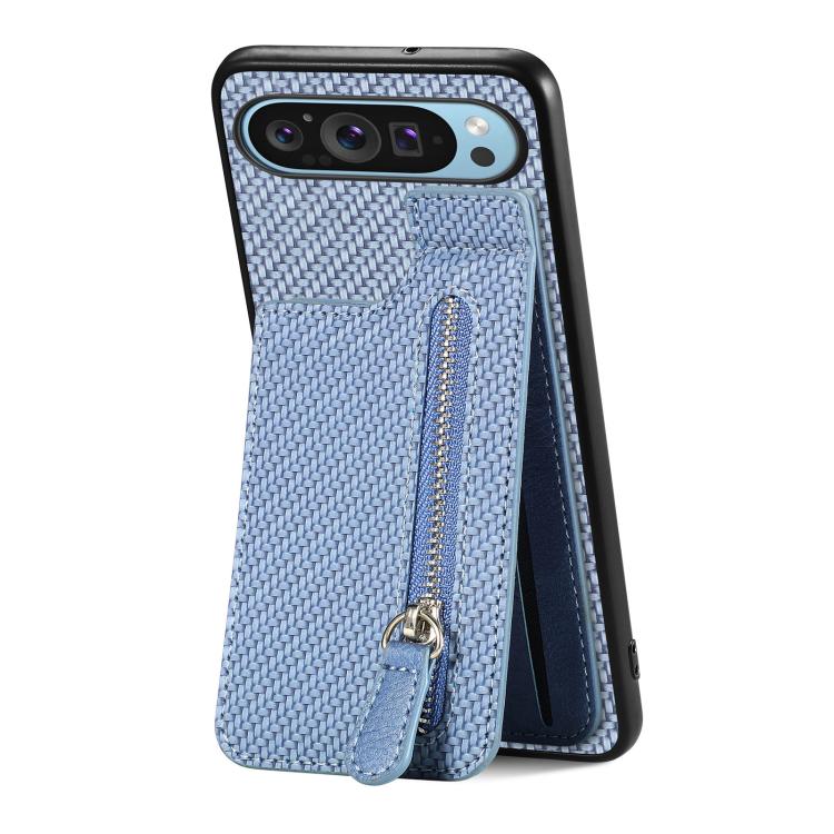 Carbon Fiber Vertical Flip Zipper Phone Case