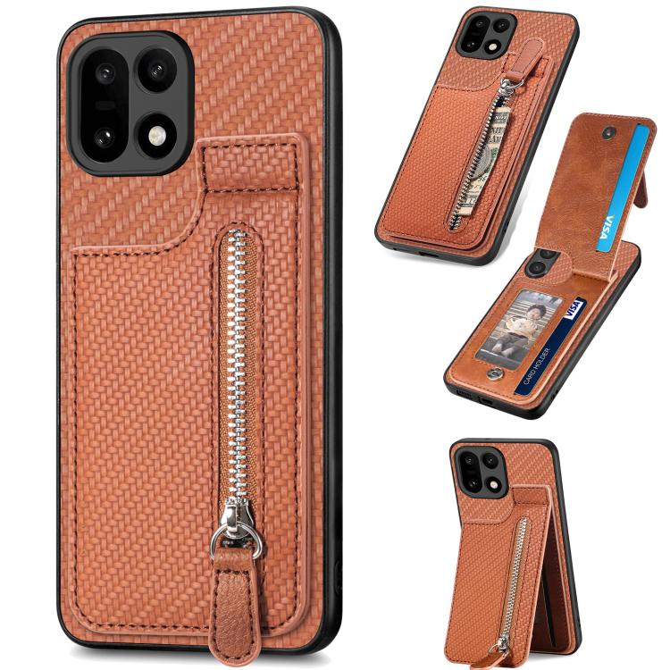 Carbon Fiber Vertical Flip Zipper Phone Case, For OnePlus Ace 6 / 6T / 15R, For OnePlus 15, For OnePlus Nord CE 2 Lite