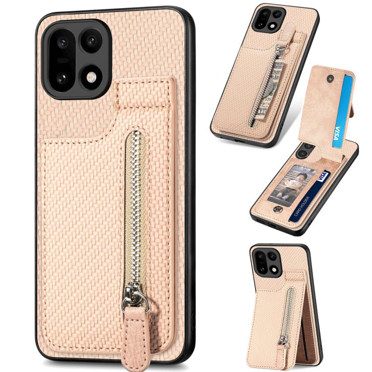 Carbon Fiber Vertical Flip Zipper Phone Case, For OnePlus Ace 6 / 6T / 15R, For OnePlus 15, For OnePlus Nord CE 2 Lite