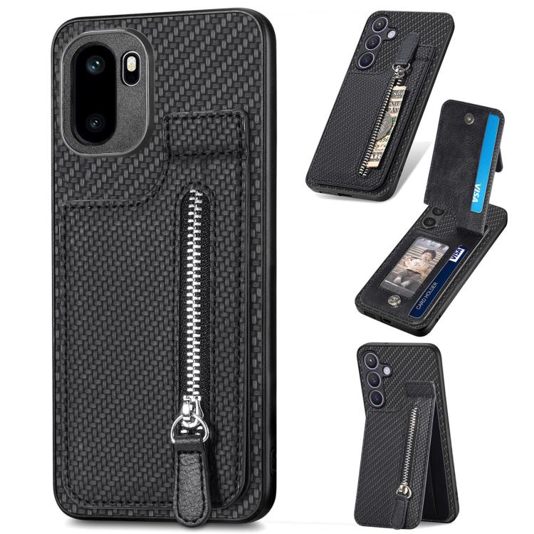 Carbon Fiber Vertical Flip Zipper Phone Case, For OnePlus Ace 6 / 6T / 15R, For OnePlus 15, For OnePlus Nord CE 2 Lite