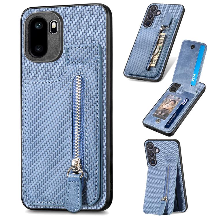 Carbon Fiber Vertical Flip Zipper Phone Case, For OnePlus Ace 6 / 6T / 15R, For OnePlus 15, For OnePlus Nord CE 2 Lite