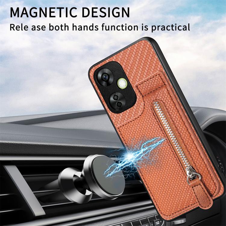 Carbon Fiber Vertical Flip Zipper Phone Case, For OnePlus Ace 6 / 6T / 15R, For OnePlus 15, For OnePlus Nord CE 2 Lite