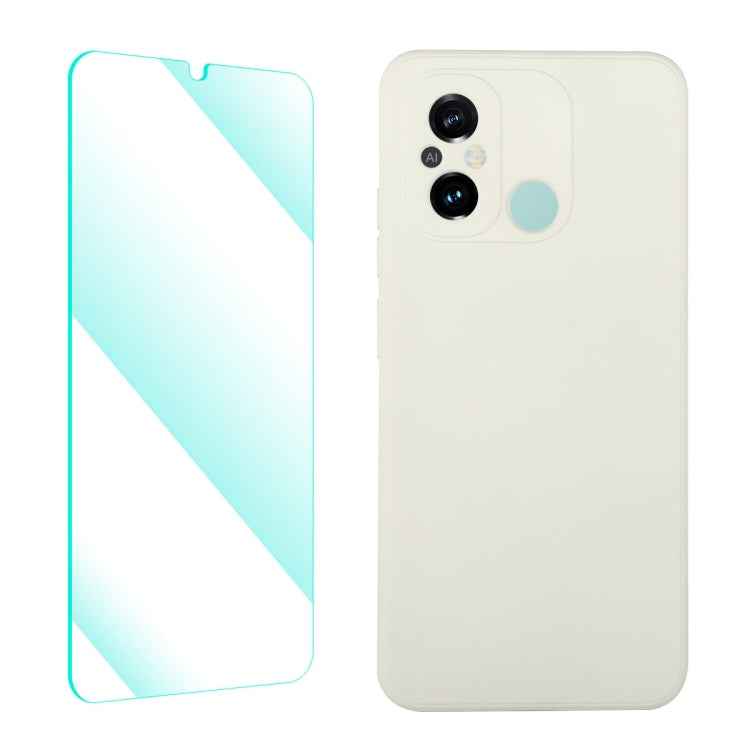 ENKAY Liquid Silicone Phone Case with Tempered Film, For Xiaomi Poco C55 / Redmi 12C
