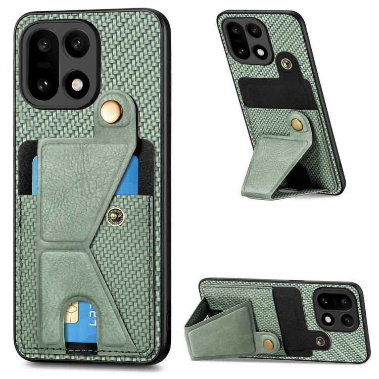 Carbon Fiber Wallet Flip Card K-shaped Holder Phone Case, For OnePlus Ace 6 / 6T / 15R, For OnePlus 15