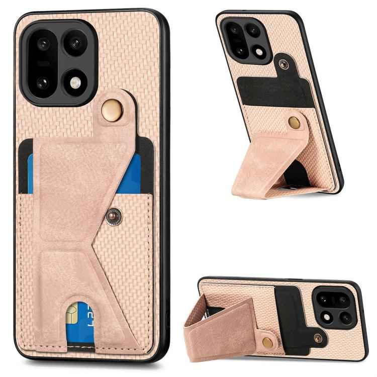 Carbon Fiber Wallet Flip Card K-shaped Holder Phone Case, For OnePlus 15, For Oneplus Nord CE 3 Lite, For Oneplus Nord CE 2 Lite 5G