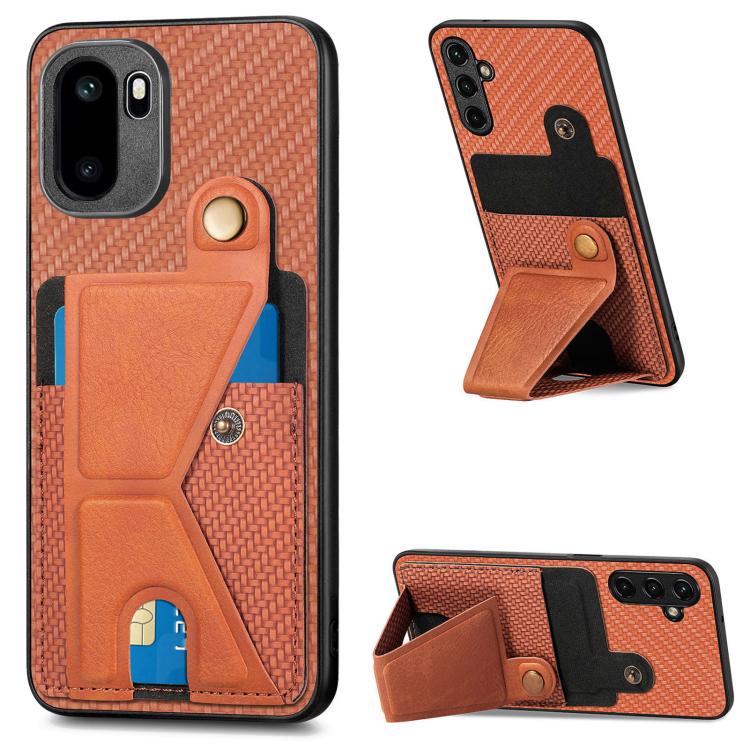 Carbon Fiber Wallet Flip Card K-shaped Holder Phone Case, For OnePlus Ace 6 / 6T / 15R, For OnePlus 15