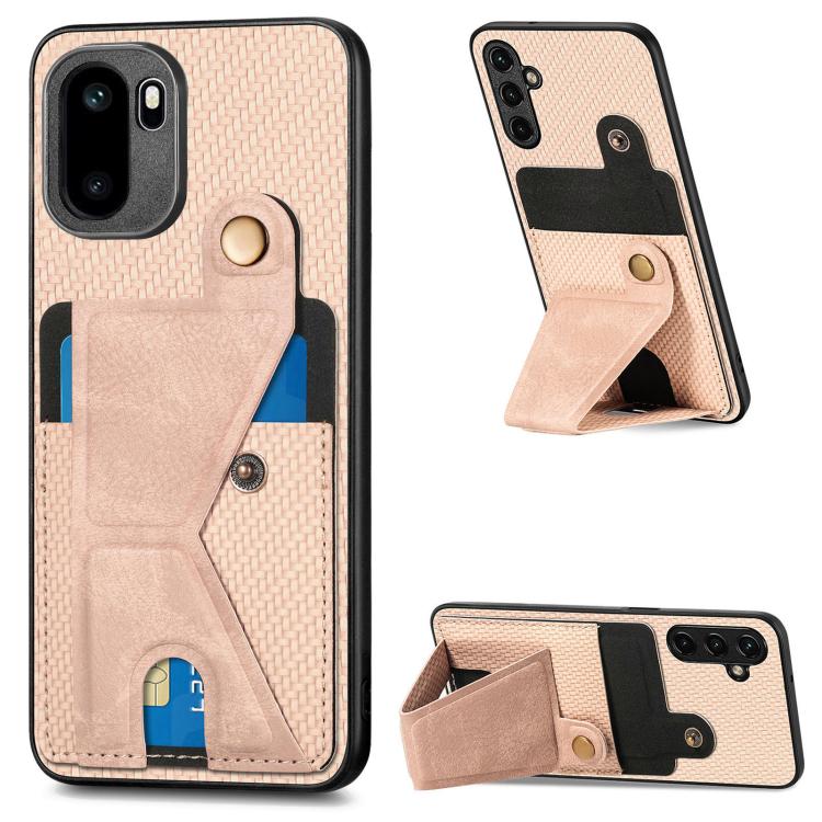 Carbon Fiber Wallet Flip Card K-shaped Holder Phone Case, For OnePlus Ace 6 / 6T / 15R, For OnePlus 15