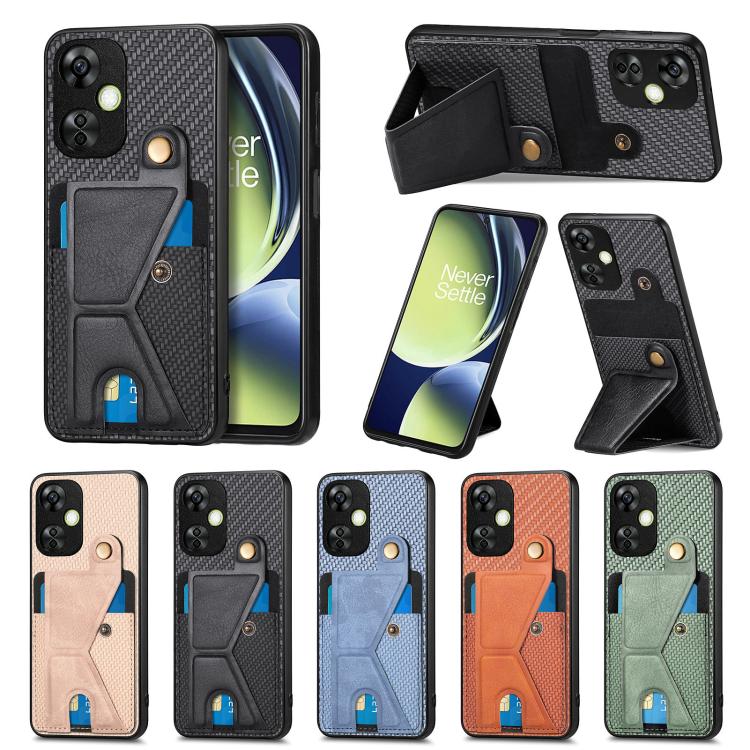 Carbon Fiber Wallet Flip Card K-shaped Holder Phone Case, For OnePlus Ace 6 / 6T / 15R, For OnePlus 15