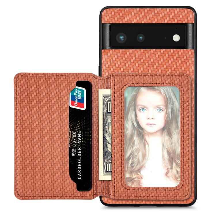 Carbon Fiber Magnetic Card Bag Phone Case, For Google Pixel 10 Pro XL, For Google Pixel 10 / 10 Pro, For Google Pixel 9a, For Google Pixel 9 Pro XL, For Google Pixel 9 / 9 Pro, For Google Pixel 7a, For Google Pixel 6