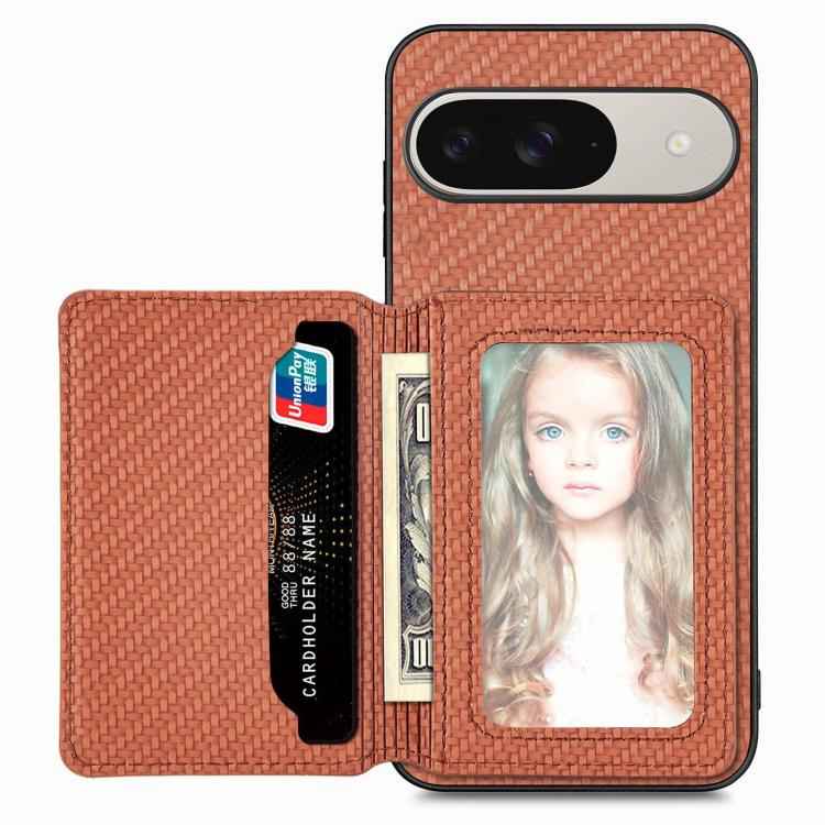 Carbon Fiber Magnetic Card Bag Phone Case, For Google Pixel 10 Pro XL, For Google Pixel 10 / 10 Pro, For Google Pixel 9a, For Google Pixel 9 Pro XL, For Google Pixel 9 / 9 Pro, For Google Pixel 7a, For Google Pixel 6