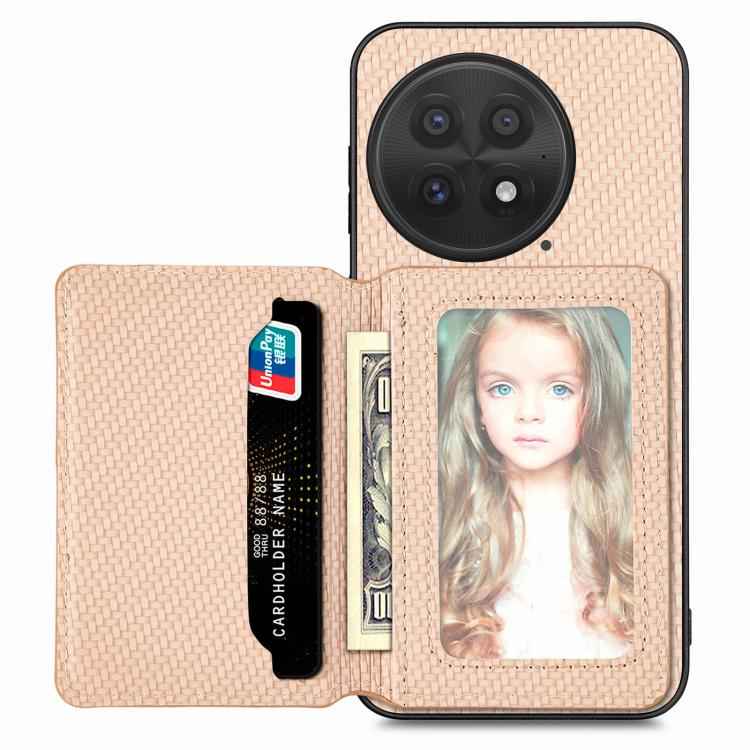 Carbon Fiber Magnetic Card Bag Phone Case, For OnePlus 15, For OnePlus 13, For OnePlus Nord CE 3 Lite, For OnePlus Nord CE2 Lite 5G