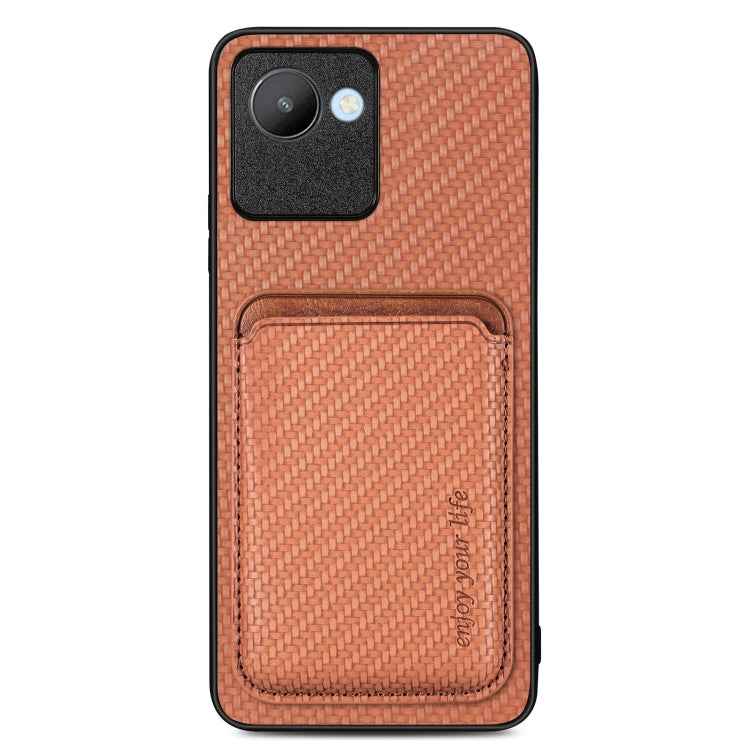 Carbon Fiber Leather Card Magsafe Phone Case, For Realme 14 Pro+, For Realme 14 Pro, For Realme Neo7, For Realme C30
