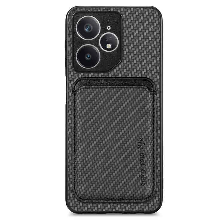 Carbon Fiber Leather Card Magsafe Phone Case, For Realme 14 Pro+, For Realme 14 Pro, For Realme Neo7, For Realme C30
