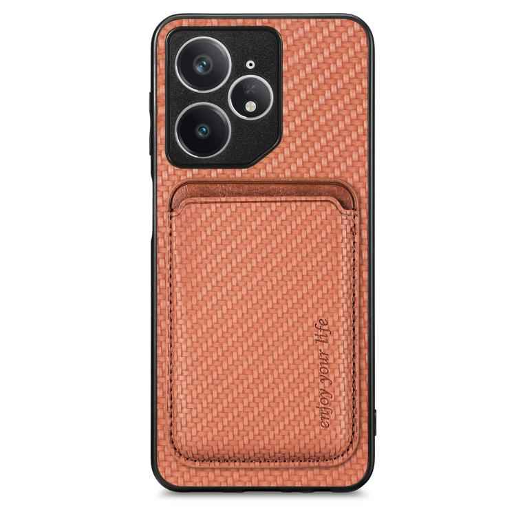 Carbon Fiber Leather Card Magsafe Phone Case, For Realme 14 Pro+, For Realme 14 Pro, For Realme Neo7, For Realme C30