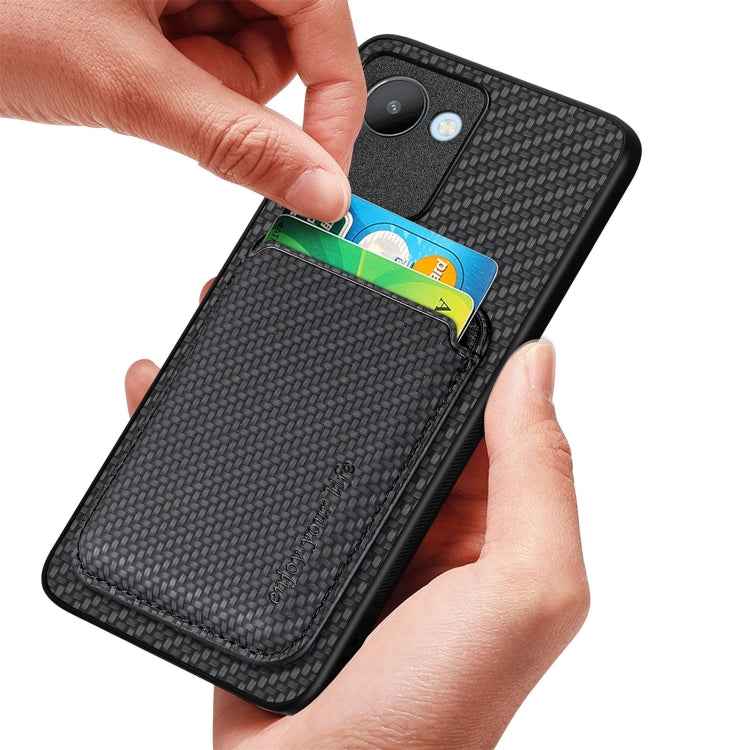Carbon Fiber Leather Card Magsafe Phone Case, For Realme 14 Pro+, For Realme 14 Pro, For Realme Neo7, For Realme C30