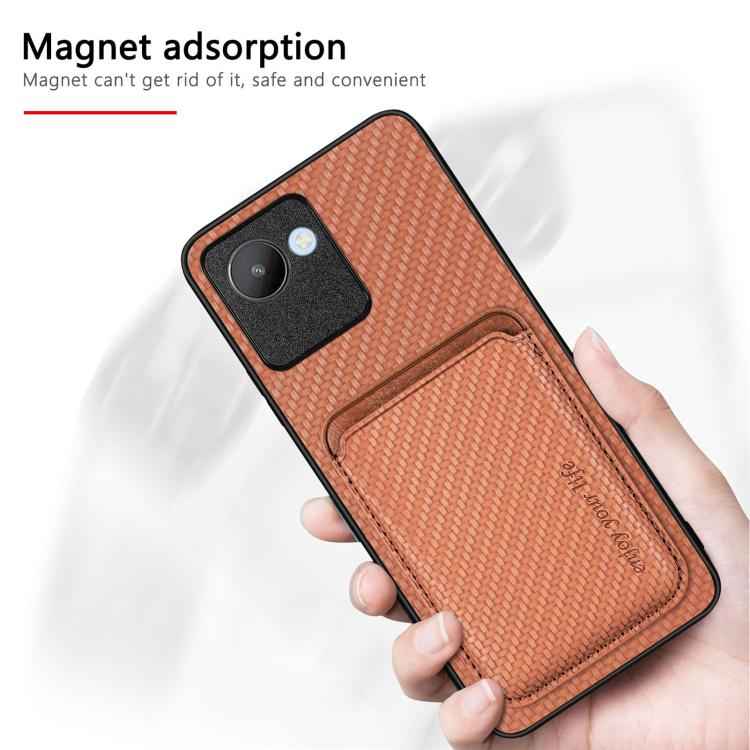 Carbon Fiber Leather Card Magsafe Phone Case, For Realme 14 Pro+, For Realme 14 Pro, For Realme Neo7, For Realme C30