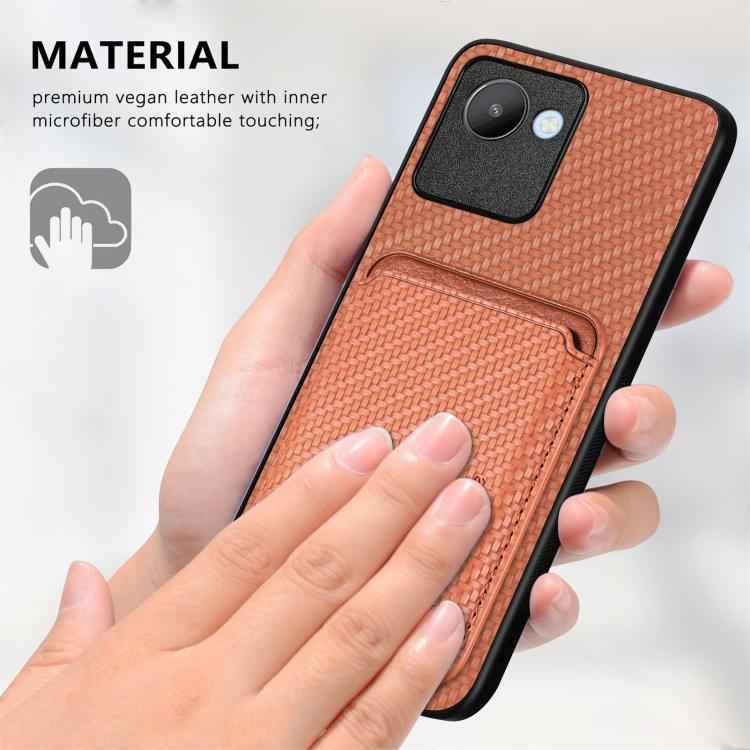 Carbon Fiber Leather Card Magsafe Phone Case, For Realme 14 Pro+, For Realme 14 Pro, For Realme Neo7, For Realme C30